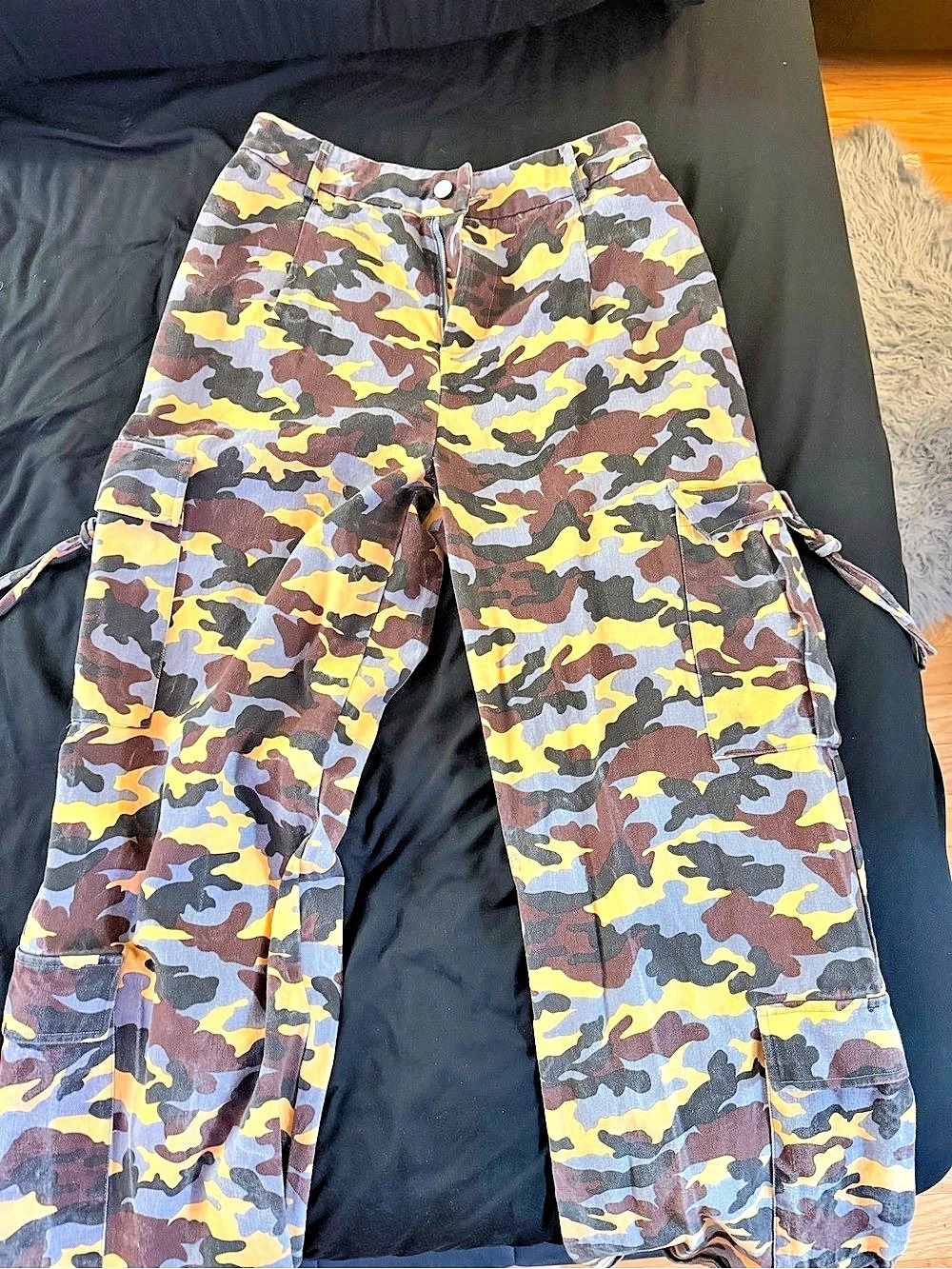 Fashion Nova Camo Cargo Pants in Brown & Yellow Like New